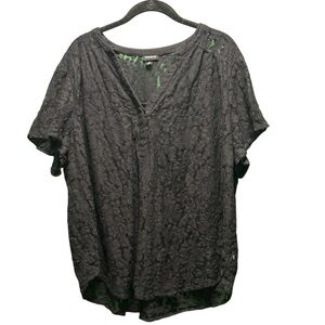 Torrid Black Lace V-Neck Blouse Short Sleeve Plus Size 3 3X